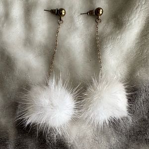 Pom Pom Dangly Earrings